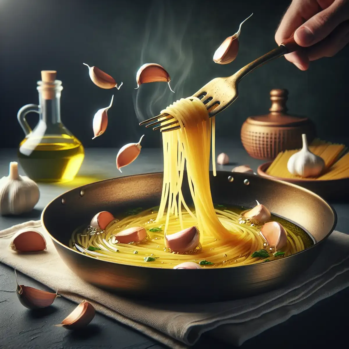 Spaghetti Aglio e Olio für Anfänger (Knoblauch- und Olivenöl-Pasta)