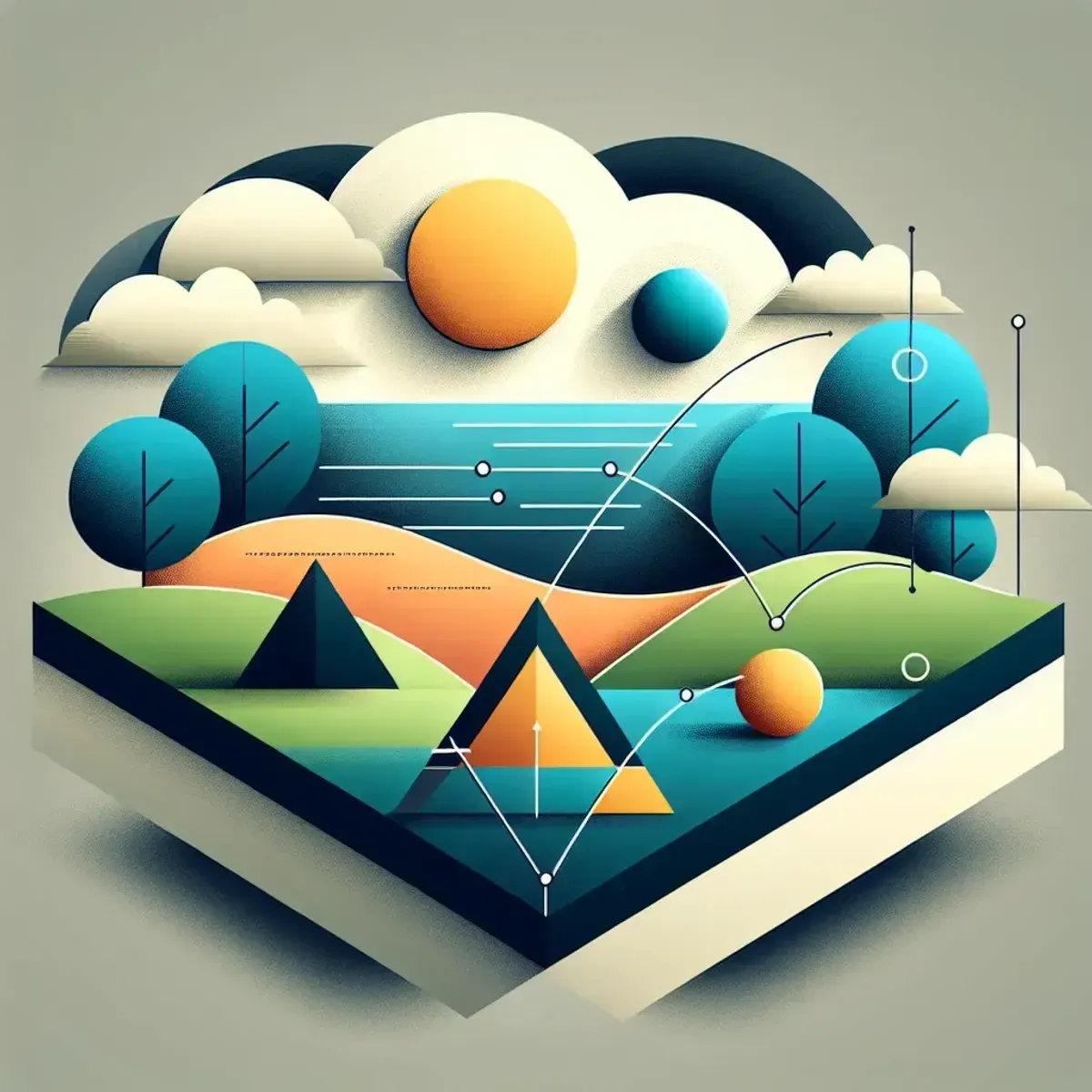 Demoergebnis: einfache Landschaft mit drei Formen