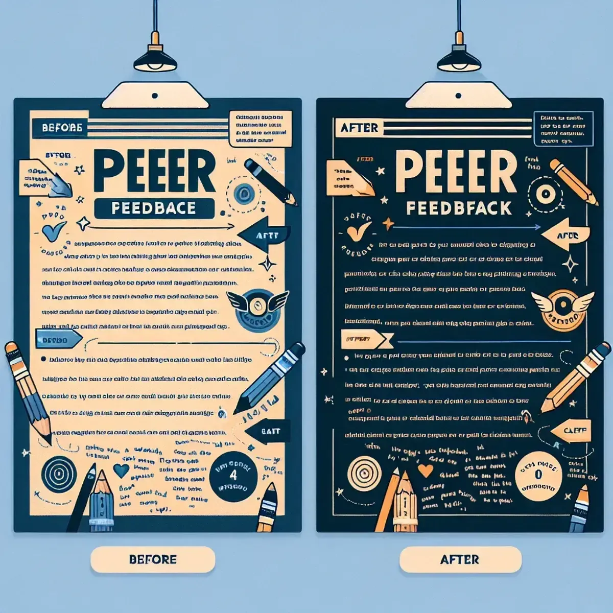 Before-and-after comparison of a draft improved through targeted peer feedback