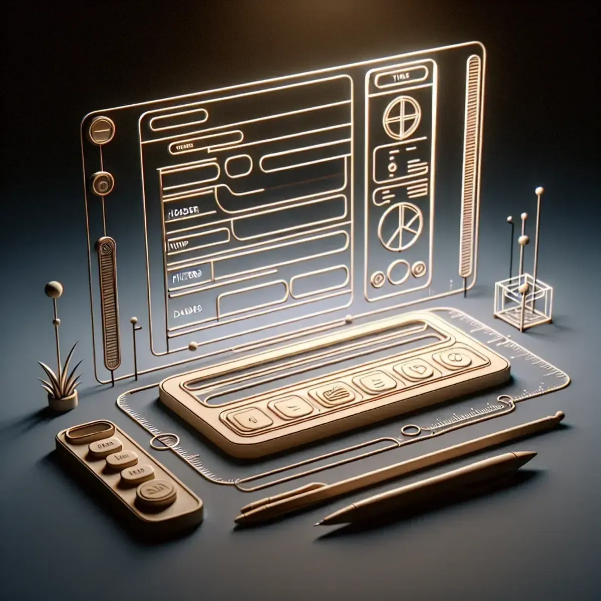 Simple wireframe: header, input form, filters row, task list, footer with counters