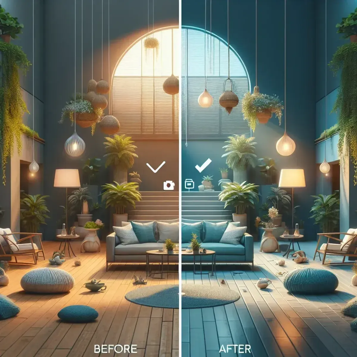Before-and-after using rule of thirds and focal point shift
