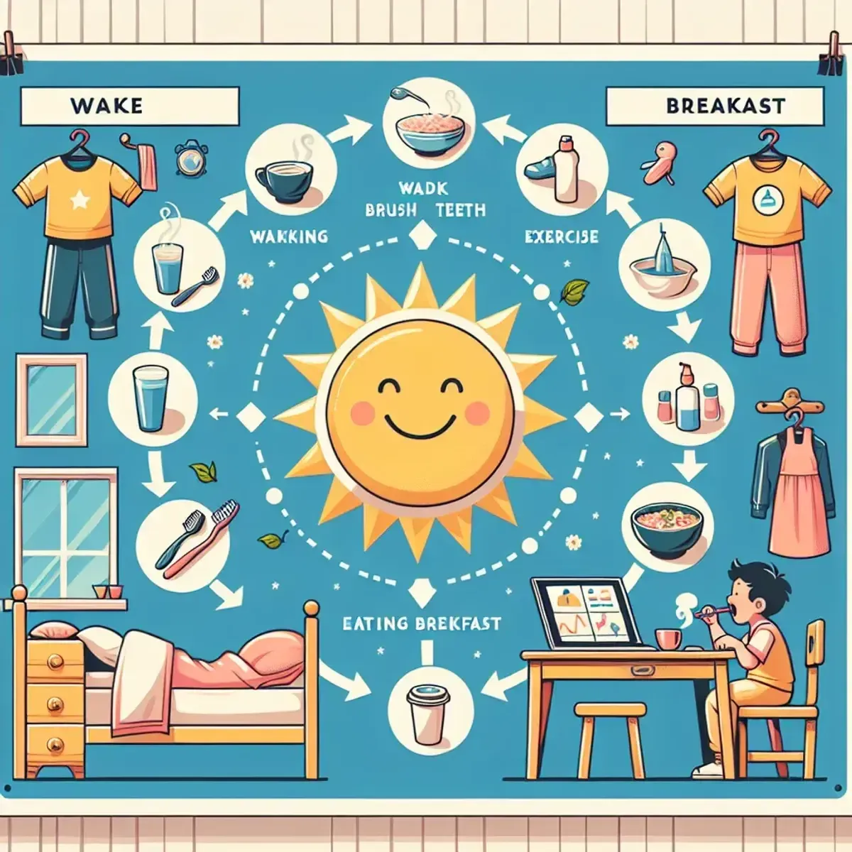 Beispiel eines visuellen Morgenroutine-Diagramms