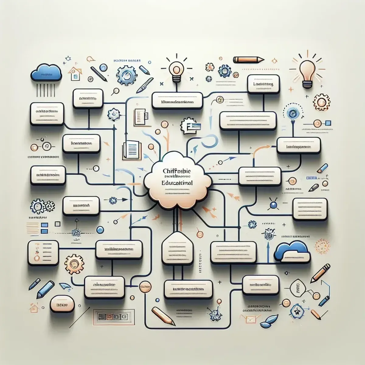 Annotated mind map demonstrating branches, cross-links, and examples